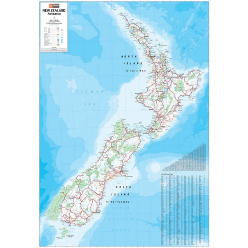 New Zealand Map Laminated Tubed 700x1000mm